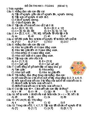 Đề ôn thi học kì 1 môn Toán Lớp 6